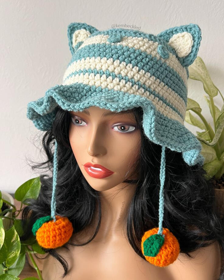 Cat Burgular Crochet Hat (Inspired by "Nami" from "One Piece"